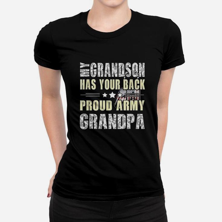 My Grandson Has Your Back Proud Army Grandpa Military Gift Ladies Tee