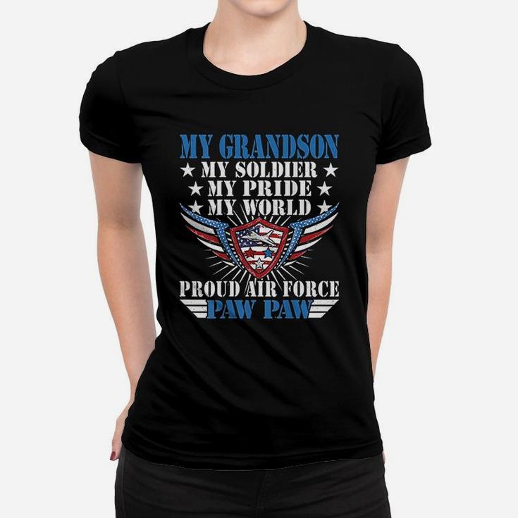 My Grandson Is A Soldier Airman Proud Air Force Paw Paw Gift Ladies Tee