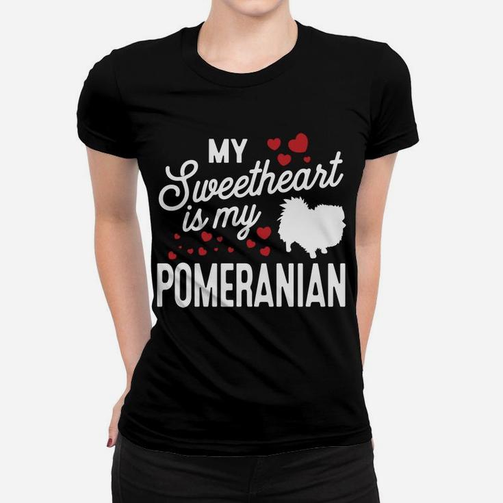 My Sweetheart Is My Pomeranian Valentine Dog Ladies Tee
