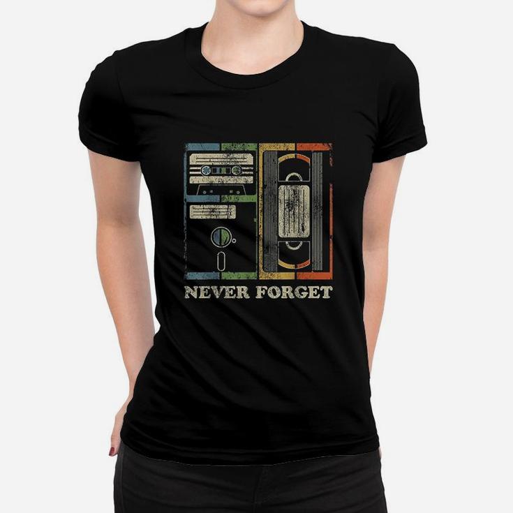 Never Forget Retro Vintage Cool 80s 90s Funny Geeky Nerdy Ladies Tee