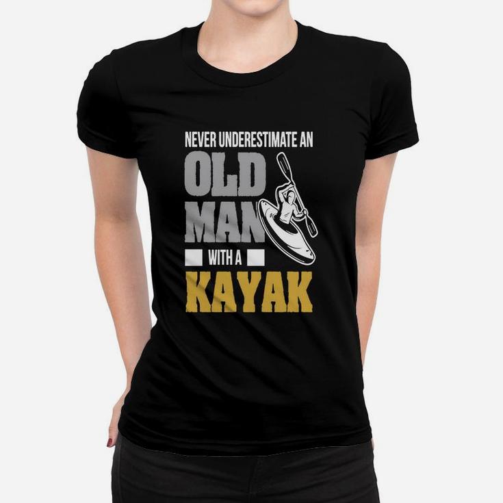 Never Underestimate An Old Man With A Kayak Ladies Tee