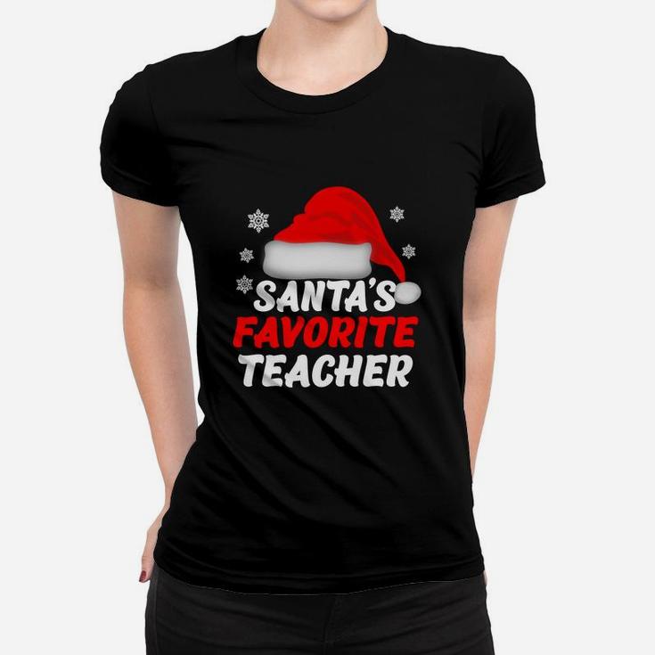 Official Santa’s Favorite Teacher Funny Christmas Women Gift Sweater Ladies Tee