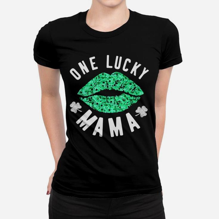 One Lucky Mama Green Lips St Patricks Day Ladies Tee