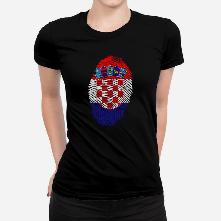 Pixel-Optik Kroatisches Wappen-Design Frauen Tshirt, Grafikshirt