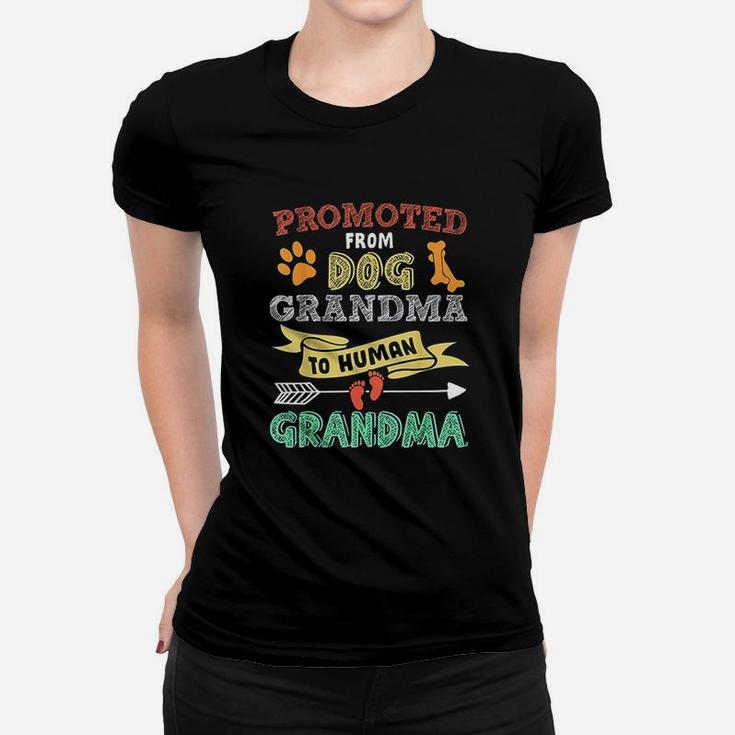Promoted From Dog Grandma To Human Grandpa Ladies Tee