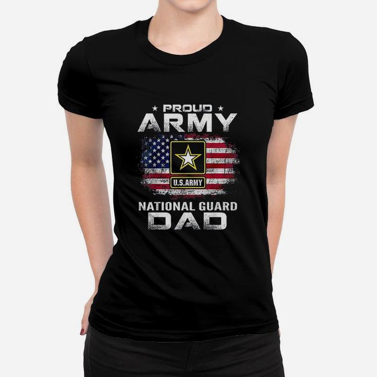 Proud Army National Guard Dad With American Flag Gift Ladies Tee