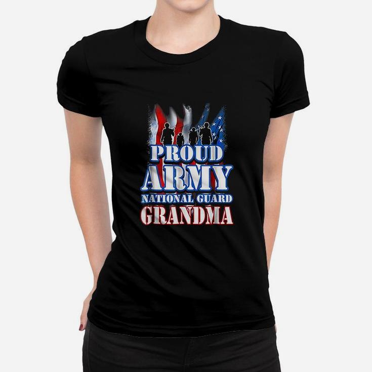 Proud Army National Guard Grandma Usa Flag Ladies Tee