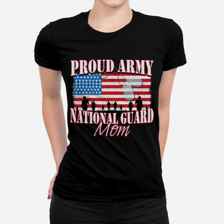 Proud Army National Guard Mom Dog Tag Flag Mothers Day Ladies Tee