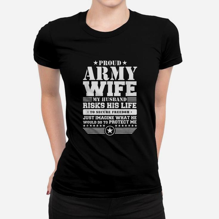 Proud Army Wife Military Wife Protects Me Ladies Tee
