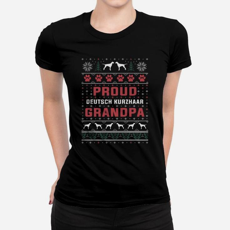 Proud Deutsch Kurzhaar Grandpa Christmas Ladies Tee