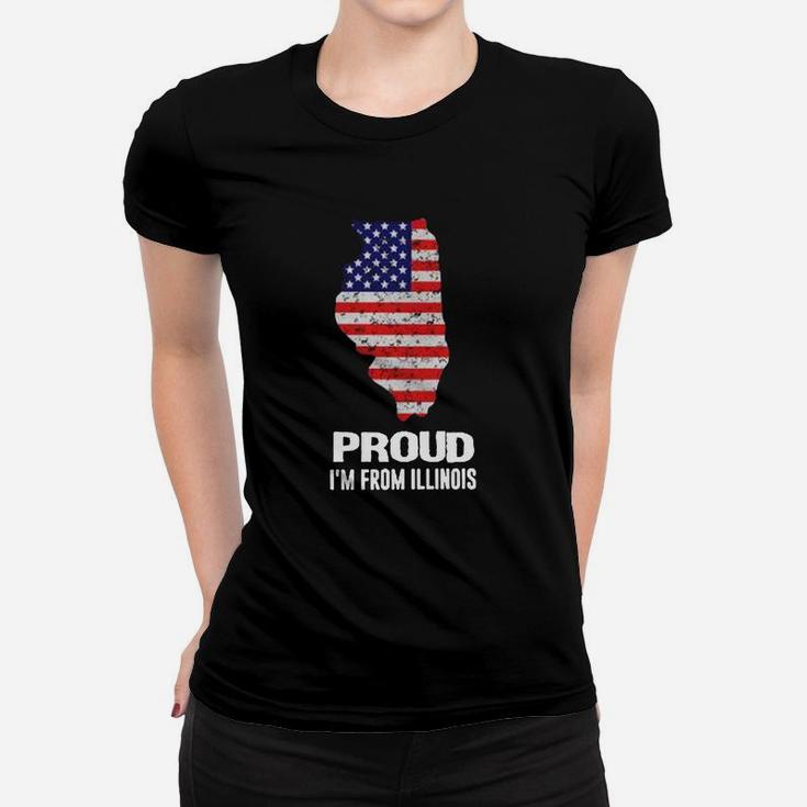 Proud I Am From Illinois Independence Day Of The Us Proud I Am From Illinois Ladies Tee