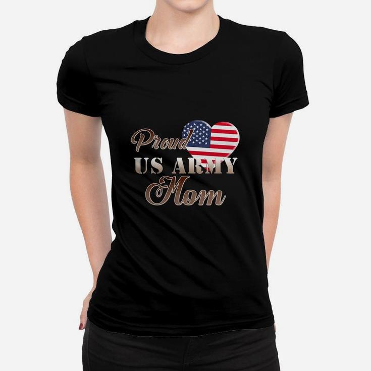 Proud Us Army Mom Shirt - Army Mom Patriotic Heart Ladies Tee