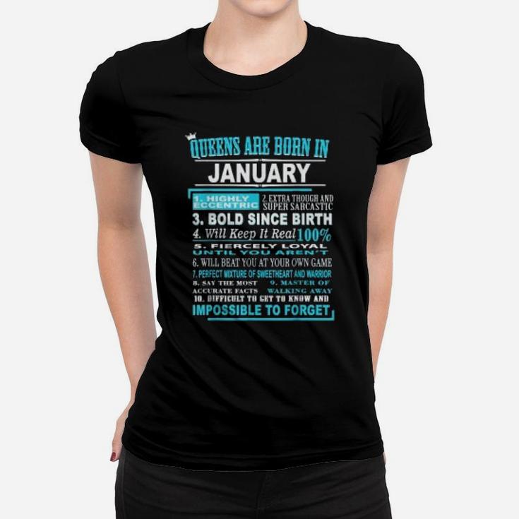 Queens Are Born In January - 10 Facts Born In January Ladies Tee