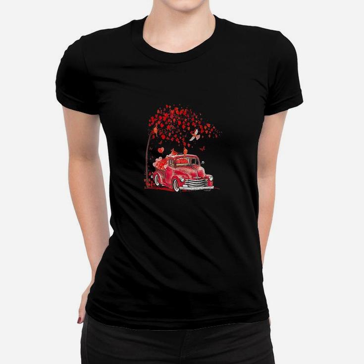 Red Truck Happy Valentines Day Cute Couple Matching Ladies Tee