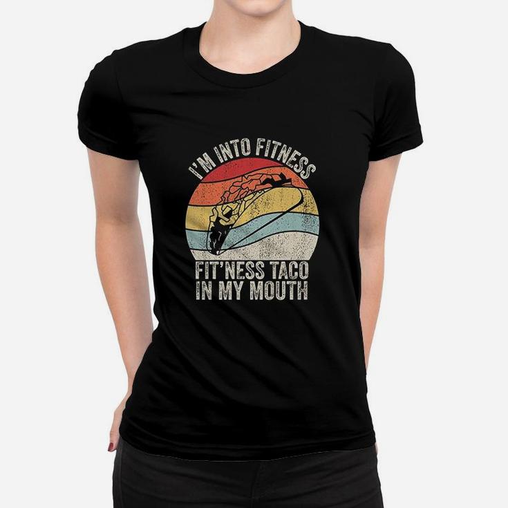 Retro Fitness Taco Funny Fitness Taco In My Mouth Ladies Tee