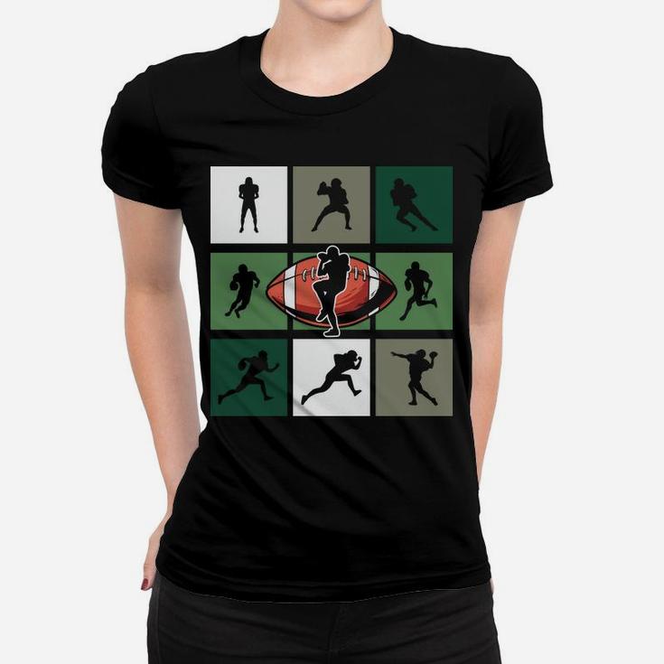 Retro Football Silhouette Team Players Playing Together Women T-shirt