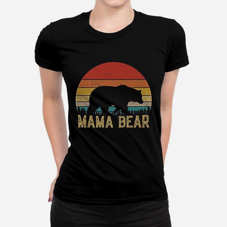 Retro Vintage Sunset Mama Bear Ladies Tee