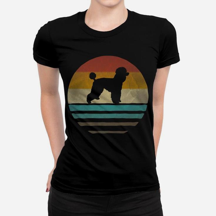 Retro Vintage Sunset Poodle Dog Breed Lover Silhouette Gift Ladies Tee