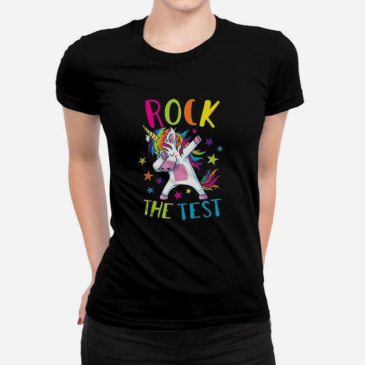 Rock The Test Funny Back School Teacher Ladies Tee
