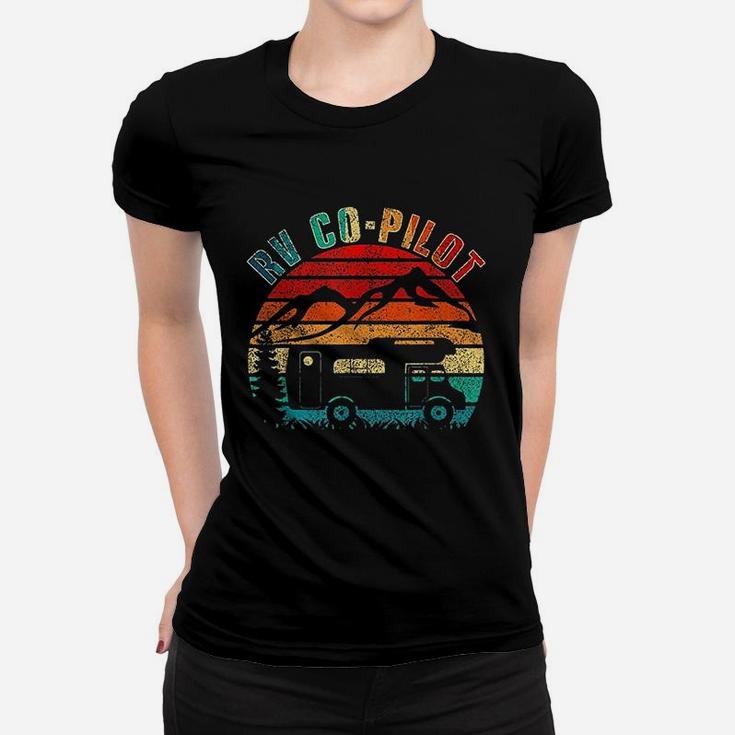 Rv Co Pilot Camping Funny Vintage Motorhome Travel Vacation Ladies Tee