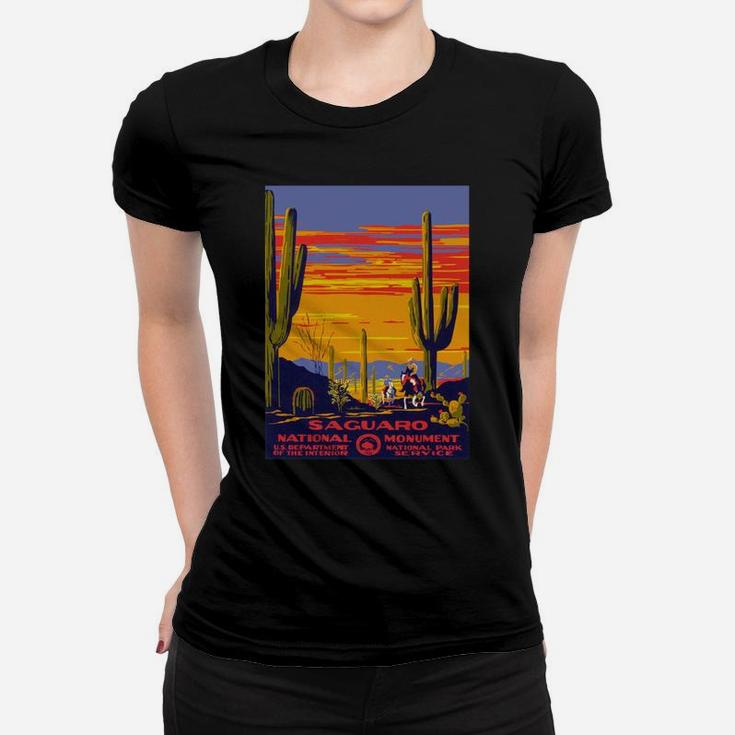 Saguaro National Park Vintage Travel Poster Womens Relaxed Fit Tshirt Christmas Ugly Sweater Ladies Tee