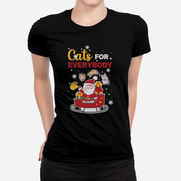 Santa Claus Giving Cats For Everybody Christmas Cat Lovers Women T-shirt
