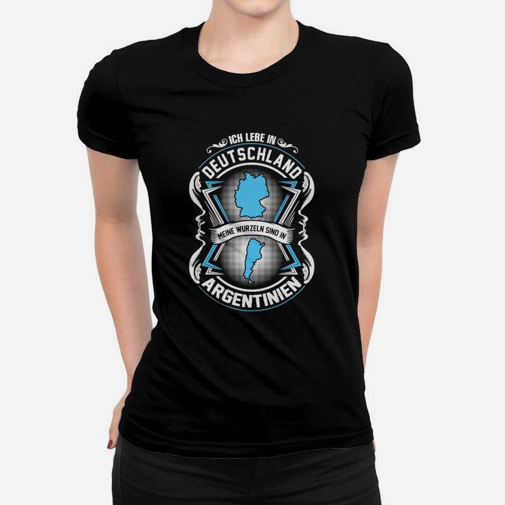 Schwarz Deutschland Liebt Argentinien Fan Frauen Tshirt, Fußball-Supporter Tee