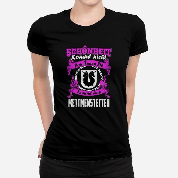 Schwarz Frauen Tshirt Schönheit aus Mettenstetten in Pink-Weißer Schrift