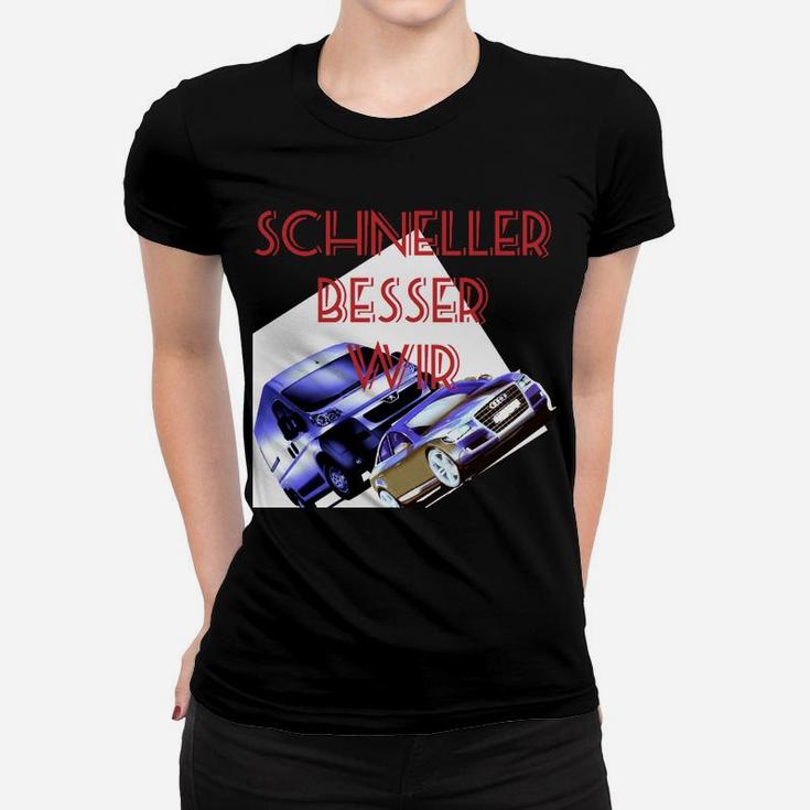 Schwarzes Auto Motiv Frauen Tshirt für Herren, Schneller Besser Wütend