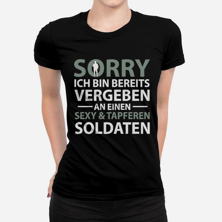 Schwarzes Frauen Tshirt Vergeben an sexy Soldaten, Partner-Look