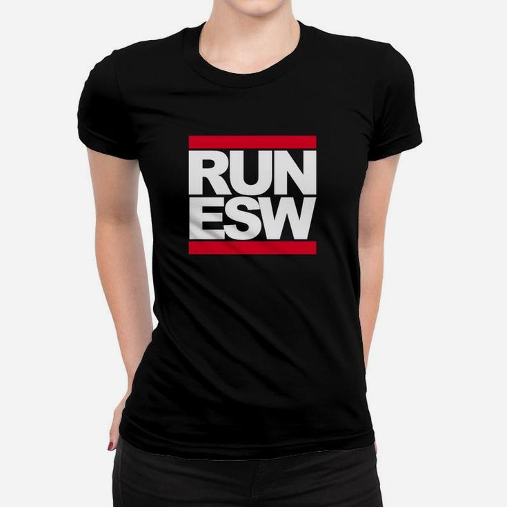 Schwarzes RUN ESW Street-Style Frauen Tshirt, Urban Fashion Tee