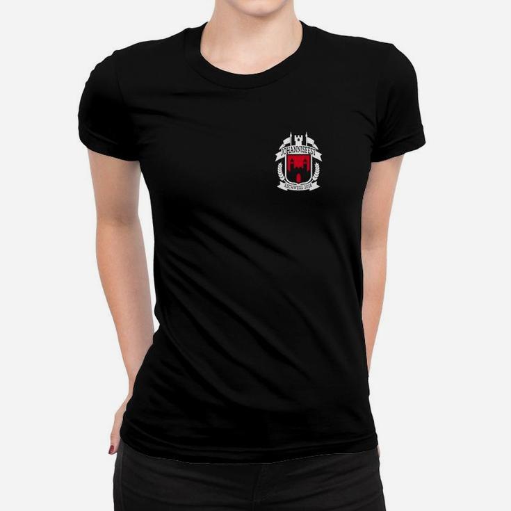 Schwarzes Wappen Print Frauen Tshirt für Herren, Stilvolles Design