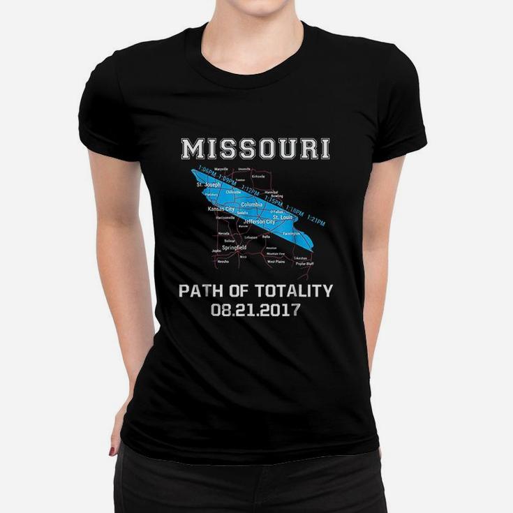 Solar Eclipse Missouri Road Map Path Of Totality Ladies Tee