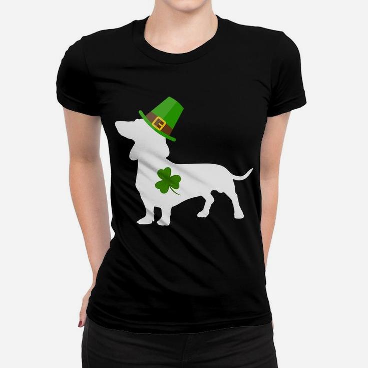 St Patrick Funny Leprechaun Dachshund Dog Shamrock Ladies Tee