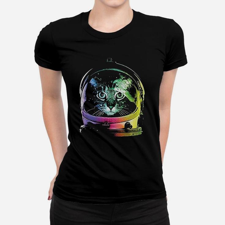 The Goozler Neon Space Cat Astronaut Kitten Ladies Tee