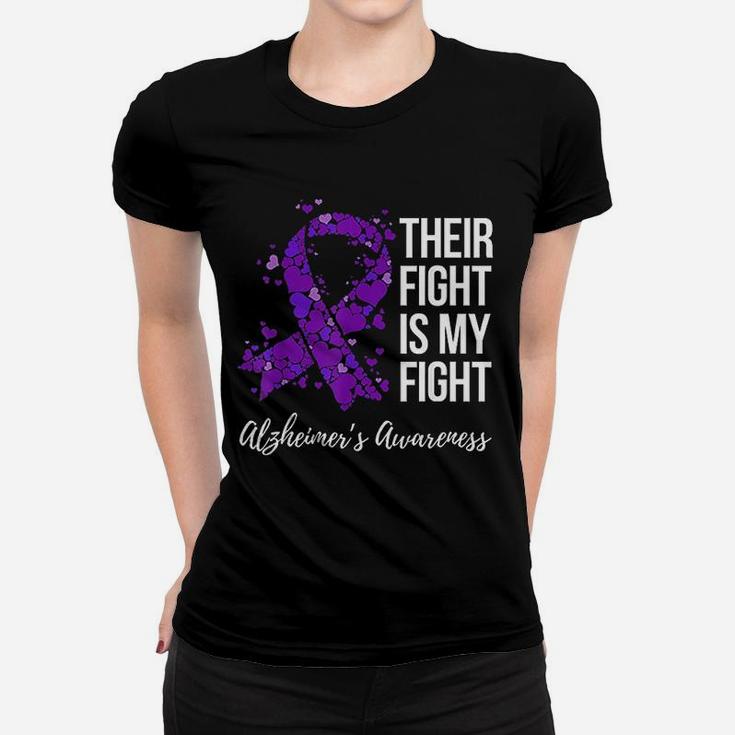 Their Fight Is My Fight Purple Ribbon Alzheimers Awareness Ladies Tee
