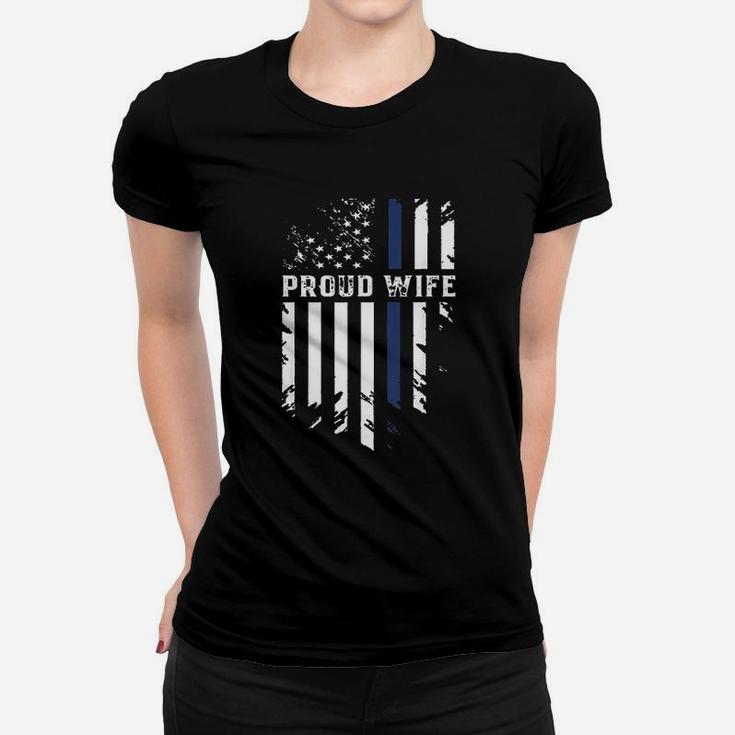 Thin Blue Line Proud Wife Police Family Ladies Tee