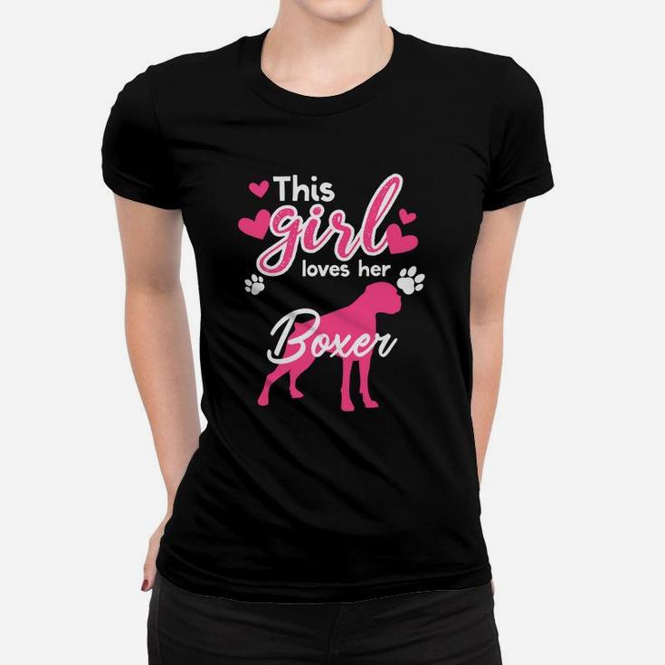 This Girl Loves Her Boxer Graphic Dog Love Ladies Tee