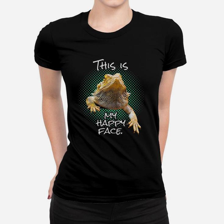 This Is My Happy Face Bearded Dragon Funny Reptile Ladies Tee