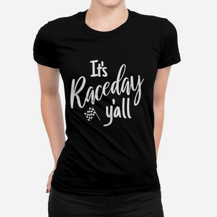 Track Racing Race Day Yall Checkered Flag Racing Quote Ladies Tee