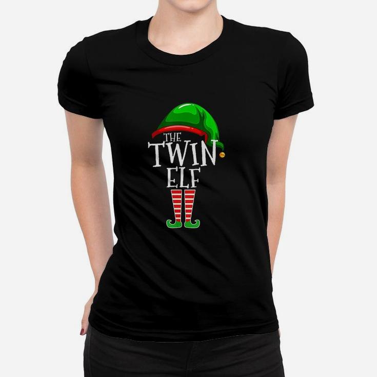 Twin Elf Group Matching Family Christmas Gift Brother Sister Ladies Tee
