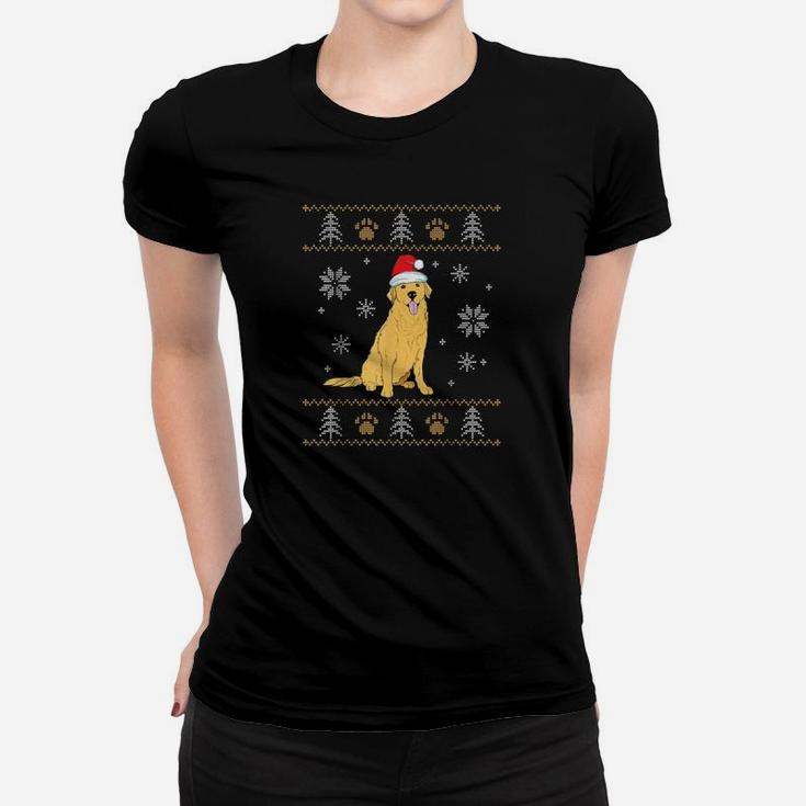 Ugly Christmas Golden Retriever Santa Pajamas Xmas Outfit Frauen T-Shirt