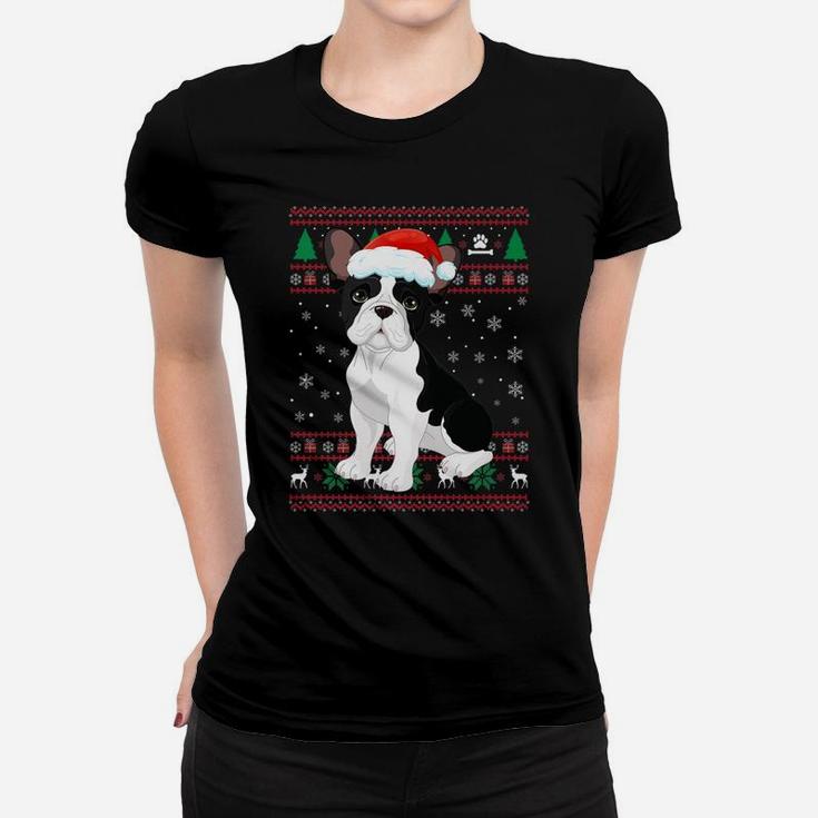 Ugly Christmas Sweater French Bulldog Christmas Ladies Tee