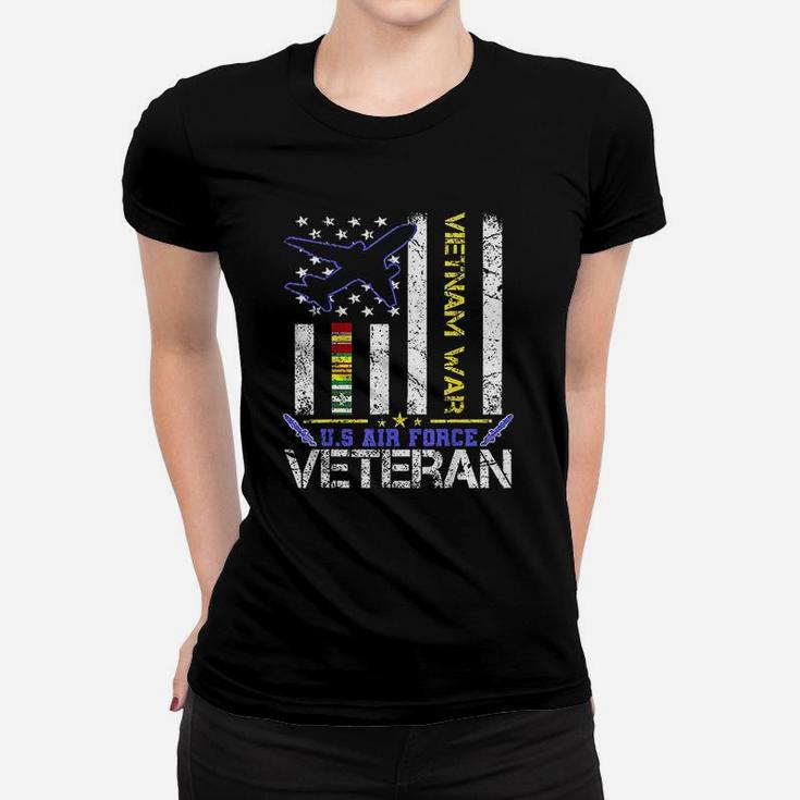 Us Air Force Vietnam Veteran Military Veteran Us Flag Gift Ladies Tee