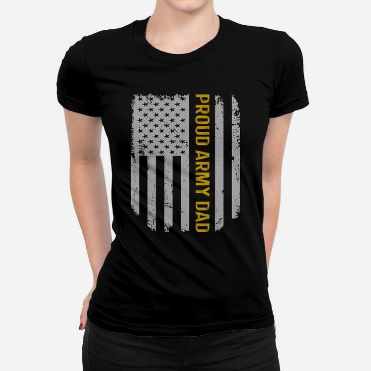 Vintage American Flag Proud Army Dad Father's Day Gift T-shirt Ladies Tee