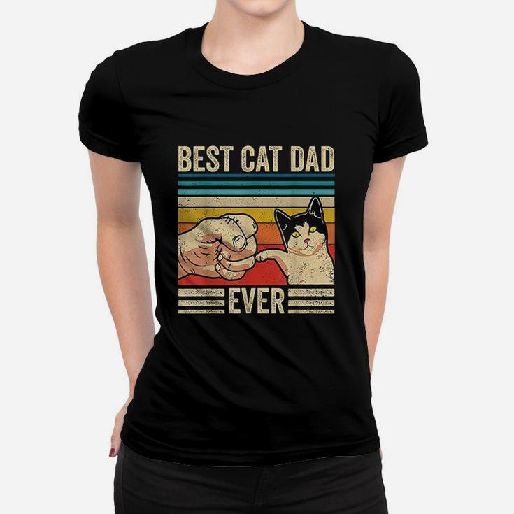 Vintage Best Cat Dad Ever Bump Fit Fathers Day Gifts Ladies Tee
