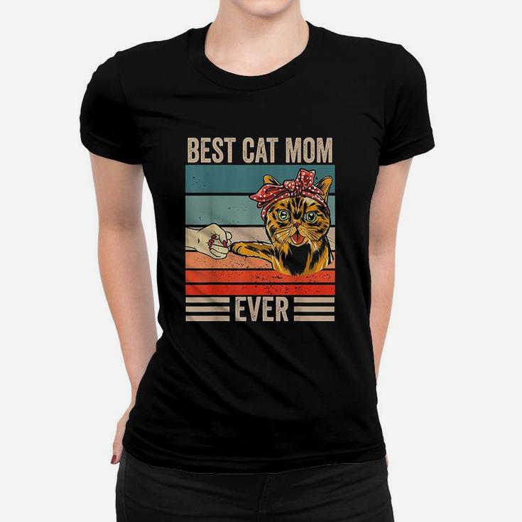 Vintage Best Cat Mom Ever Bump Fist Mothers Day Gifts Ladies Tee