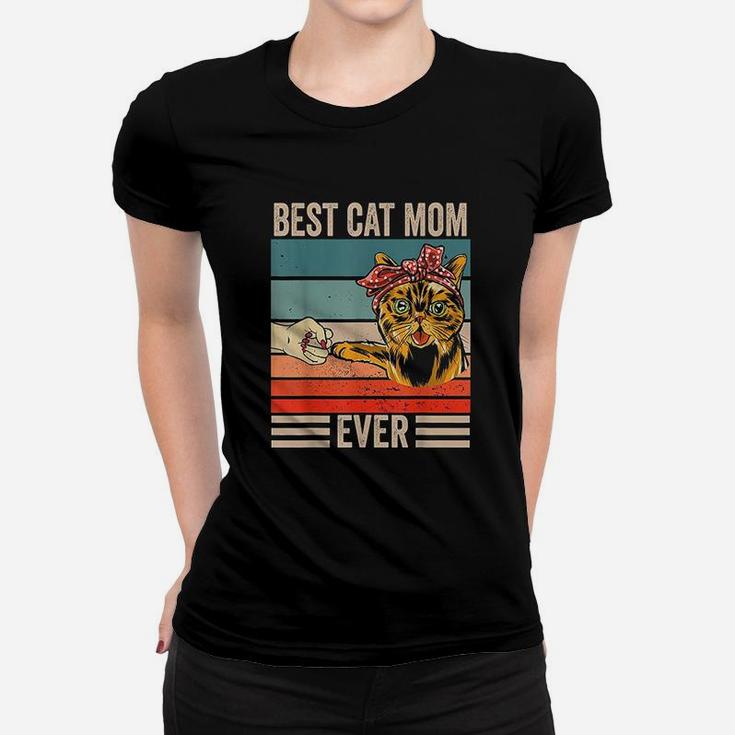 Vintage Best Cat Mom Ever Bump Fist Mothers Day Gifts Ladies Tee