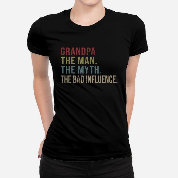 Vintage Grandpa The Man The Myth The Bad Influence Ladies Tee