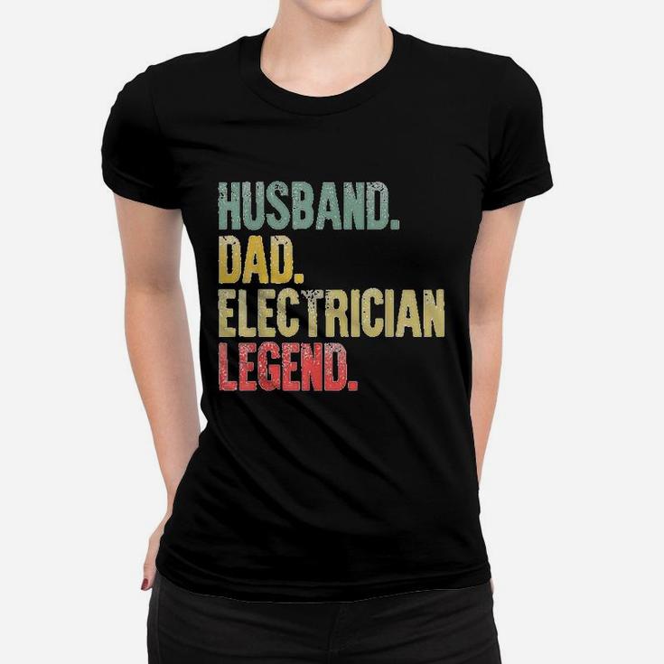 Vintage Husband Dad Electrician Legend Retro Ladies Tee